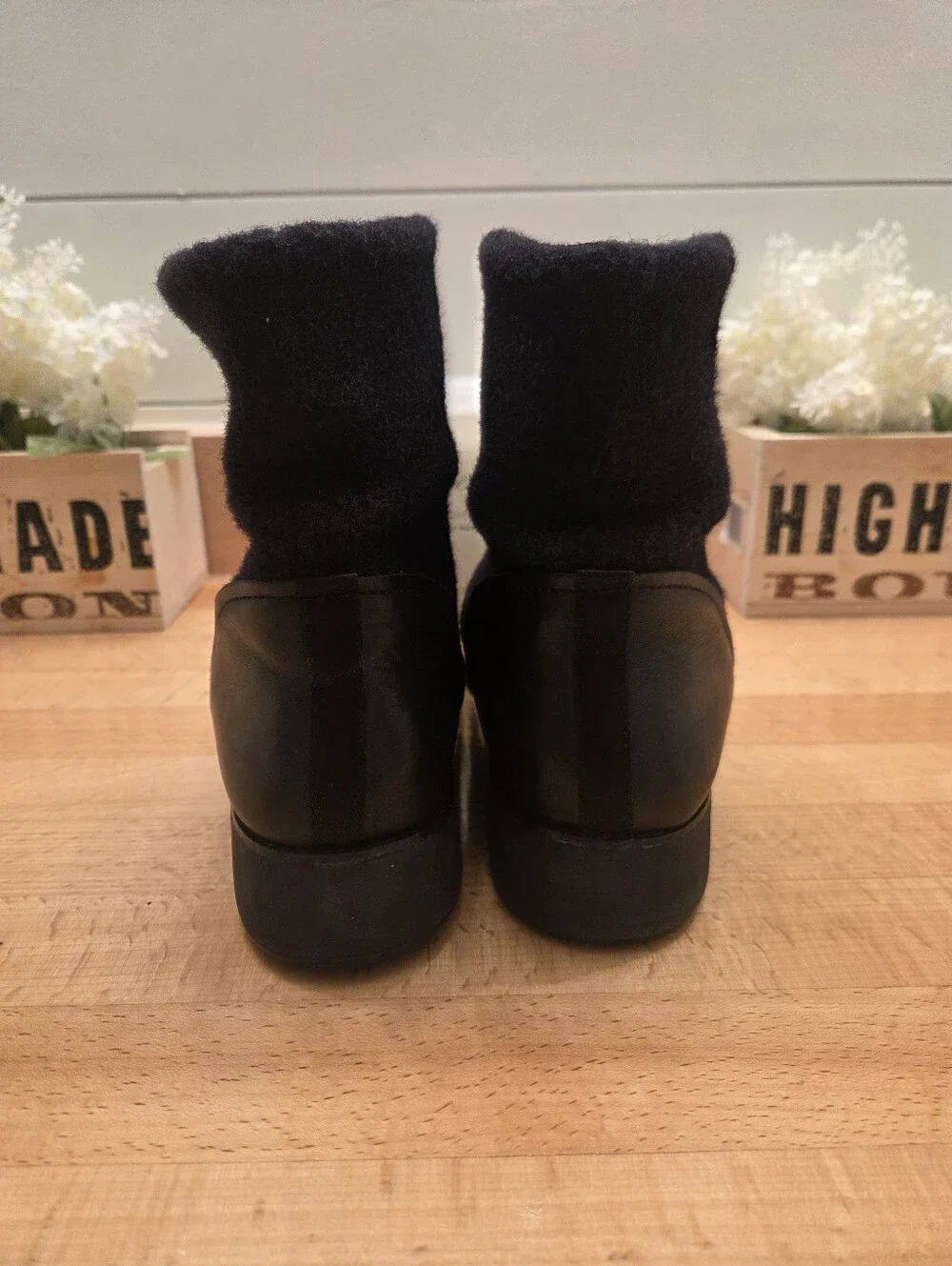 FitFlop Nissie Mixte Women's Leather/Wool Ankle Boot Black Size 10